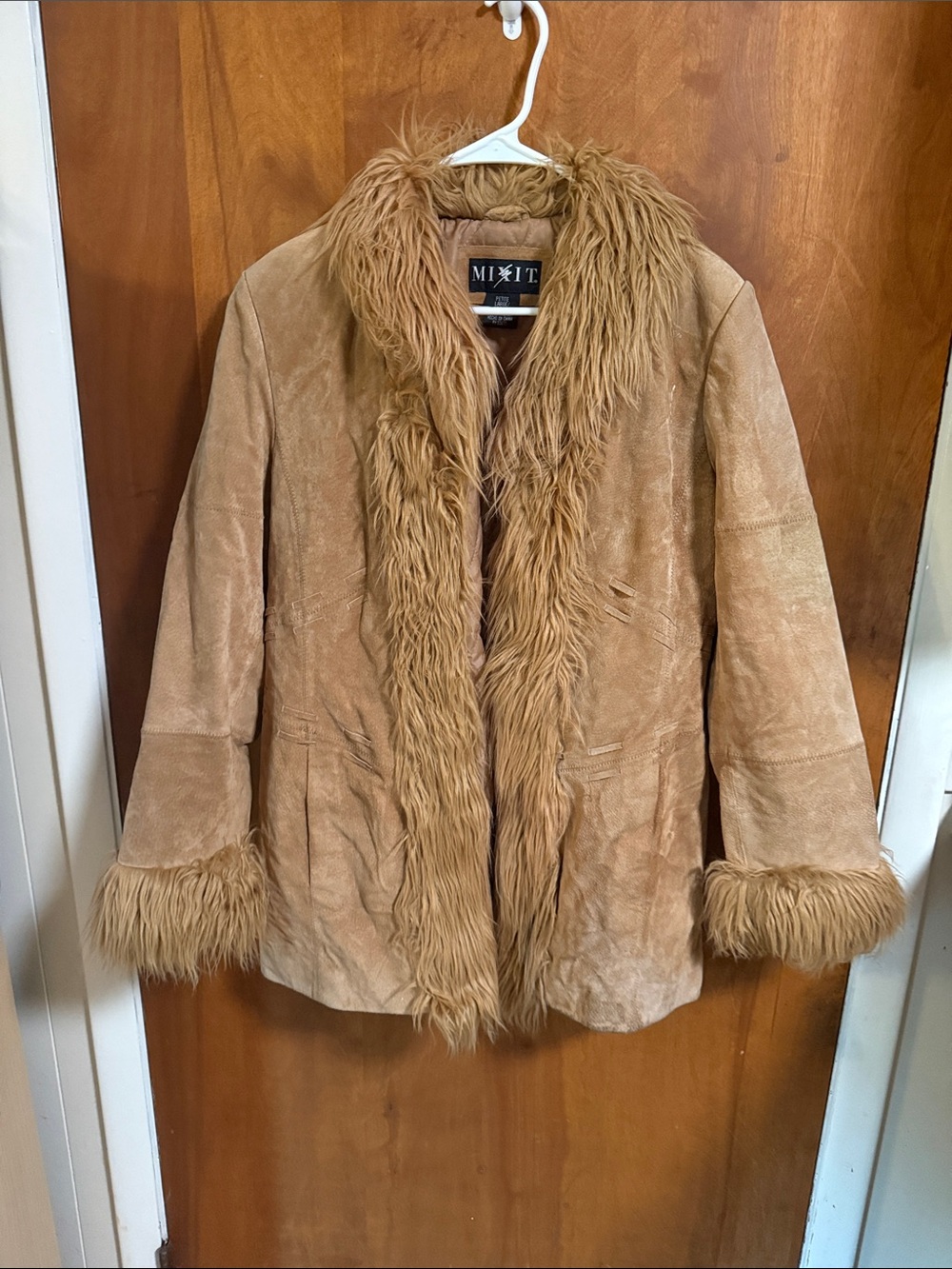 MIxIT Tan Suede Coat with Faux-Fur Trim - Women's